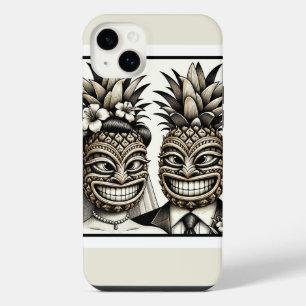 Braut und Bräutigam Aloha Ananas Tiki Kopf Hochzei iPhone 14 Plus Hülle