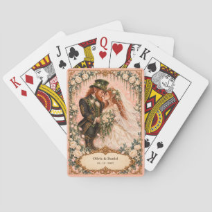 Braut und Bräutigam als individuelle Leprechaun-Ho Spielkarten