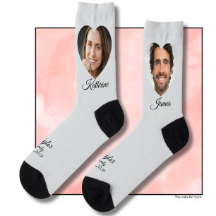 Braut und Bräutigam Bild Herz Name Liebe Foto Socken