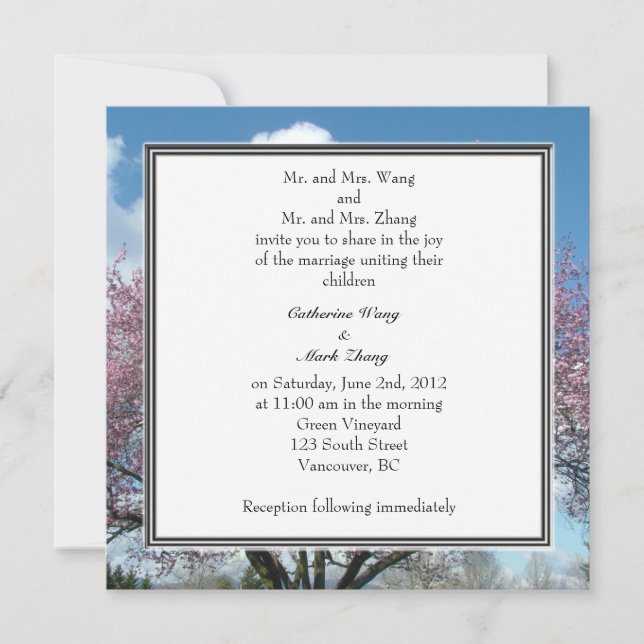 Braut und Bräutigam Einladung zur Hochzeit (Vorderseite)