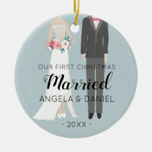 Braut-und Bräutigam-erste Weihnachtsillustration Keramik Ornament