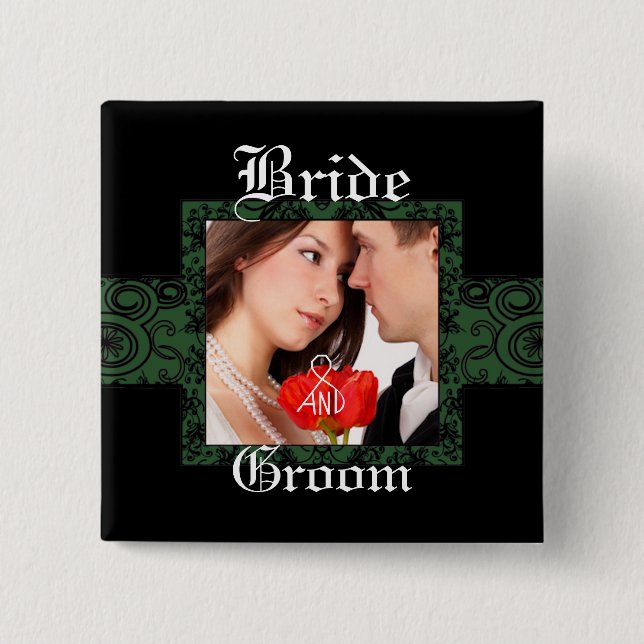 Braut und Bräutigam Foto-Button Button (Vorderseite)