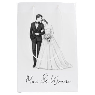 Braut und Bräutigam Hochzeitspaar Kunst Mittlere Geschenktüte