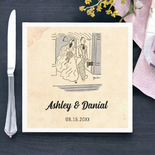 Braut und Bräutigam im Vintage-Retro-Landhausstil, Serviette