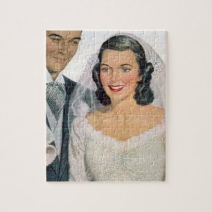 Braut und Bräutigam im Vintage-Stil Puzzle