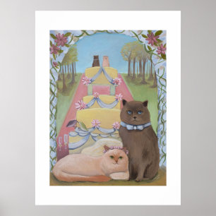 Braut und Bräutigam Katzen Kunstprint Hochzeit Poster