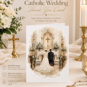 Braut und Bräutigam knien am Altar Hochzeit Karte