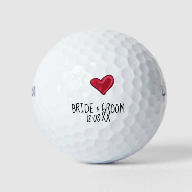 Braut und Bräutigam mit Datum mit Liebe Golfball (Vorderseite)