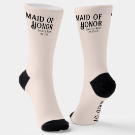 Braut und Bräutigam mit Hochzeitdatum Trauzeugin Socken