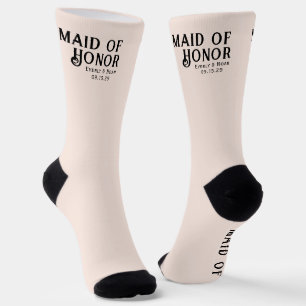 Braut und Bräutigam mit Hochzeitdatum Trauzeugin Socken