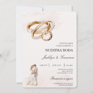 Braut und Bräutigam mit Ring Spanisch Hochzeit Einladung