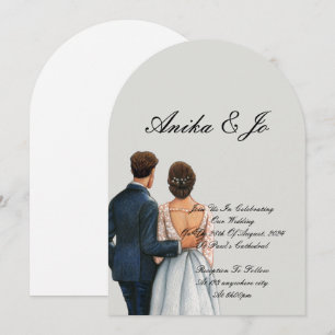Braut und Bräutigam moderne Hochzeit Einladung