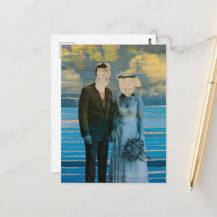 Braut und Bräutigam ohne Gesicht Mixed Media Colla Postkarte