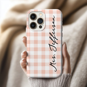 Braut und Bräutigam passend Pfirsich Karo Handyhül Case-Mate iPhone Hülle