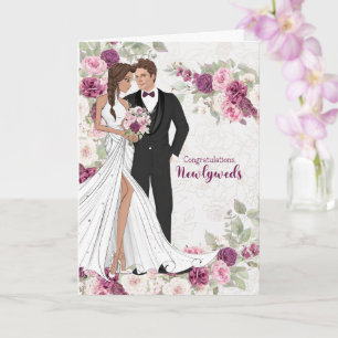 Braut und Bräutigam Pflaumenhochzeit Glückwünsche Karte