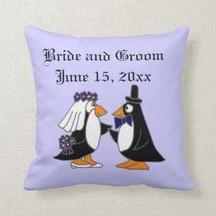 Braut-und Bräutigam-Pinguin-Hochzeits-Kunst Kissen