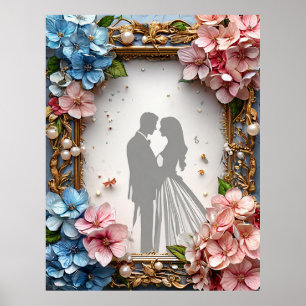 Braut und Bräutigam Romantische Silhouette Liebe Poster