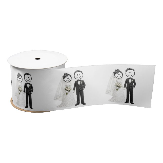 Braut und Bräutigam Stickfiguren Satinband (Spule)