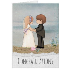 Braut und Bräutigam teilen Gelübde am Strand