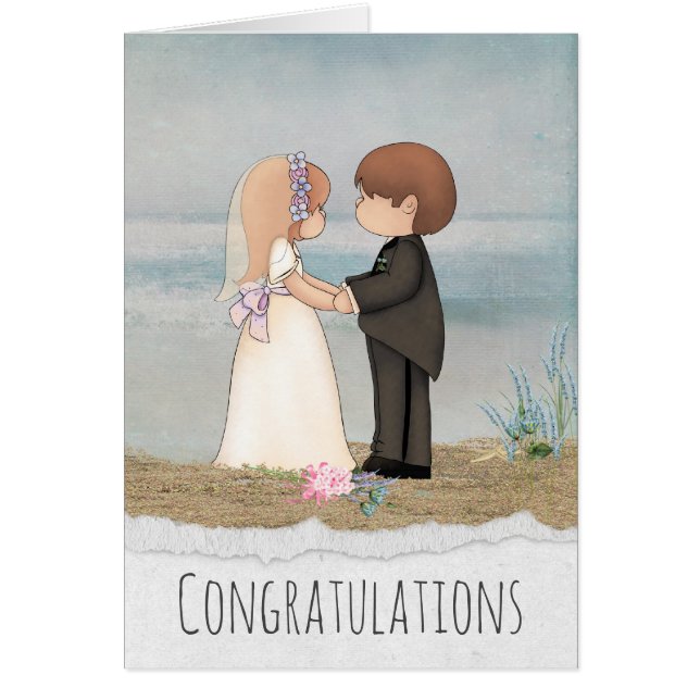 Braut und Bräutigam teilen Gelübde am Strand (Vorne)