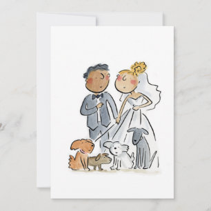 Braut und Bräutigam und Hunde Einladung