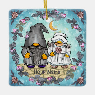 Braut und Gärnome Keramikornament
