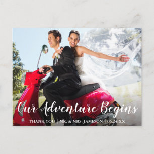 Braut und Groom Adventure Vielen Dank Postkarte