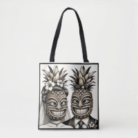 Braut und Groom Aloha Pineaple Tiki Kopfhochzeit