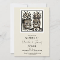 Braut und Groom Aloha Pineaple Tiki Kopfhochzeit
