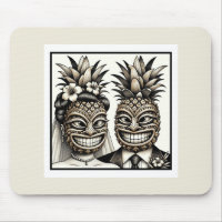 Braut und Groom Aloha Pineaple Tiki Kopfhochzeit
