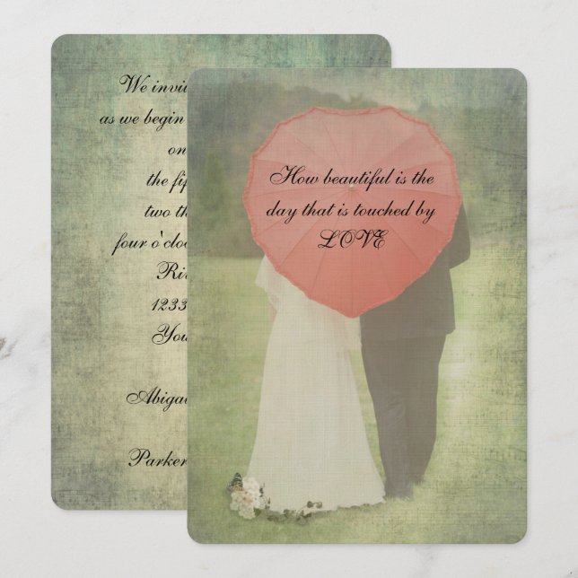 Braut und Groom Alte Hochzeit Einladung (Vorne/Hinten)