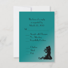 Braut und Groom Aquamarin Blue Wedding RSVP Karte