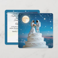 Braut und Groom Astronauten auf einer Hochzeitstor