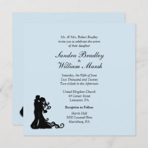 Braut und Groom Blue Hochzeit Einladung