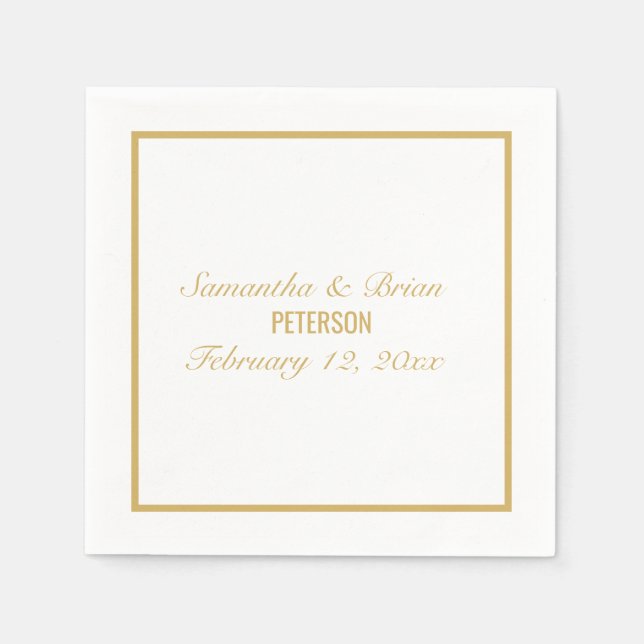 Braut und Groom elegante goldene Hochzeitslippe Serviette (Vorderseite)