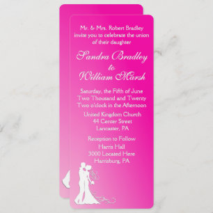 Braut und Groom Fuchsia Einladung