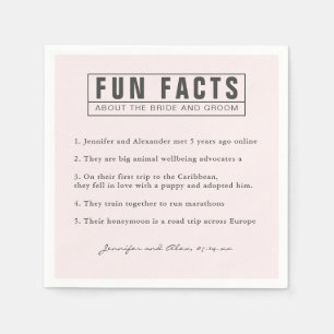 Braut und Groom Fun Fakten Blush Pink Paper Serviette