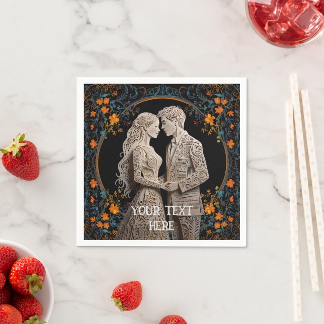 Braut und Groom Hochzeit Personalisiert Serviette (Beispiel)