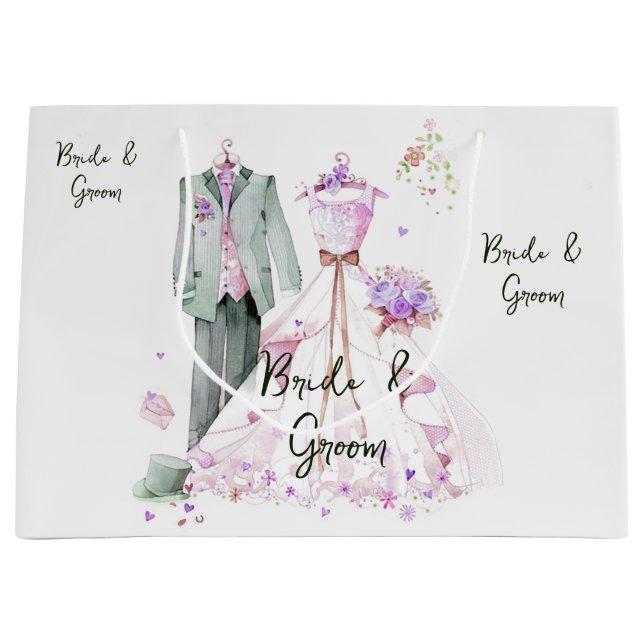 Braut und Groom Hochzeitskleid & Anzug Große Geschenktüte (Vorderseite)