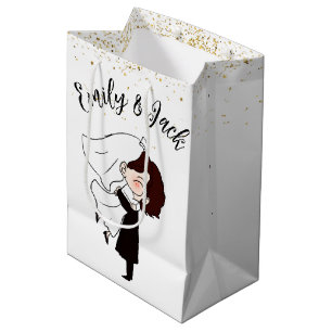 Braut und Groom in Gold Confetti Mittlere Geschenktüte