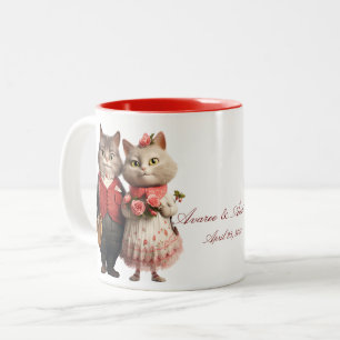 Braut und Groom Katzen Zweifarbige Tasse