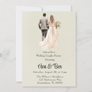 Braut und Groom Light Green Wedding Couples Dusche Einladung