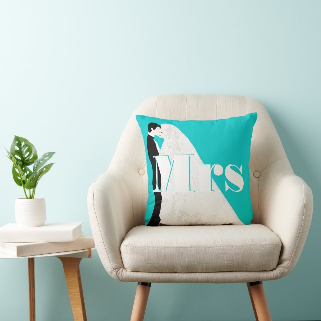 Braut und Groom Mrs. Wedding Pillow Kissen (Stuhl )