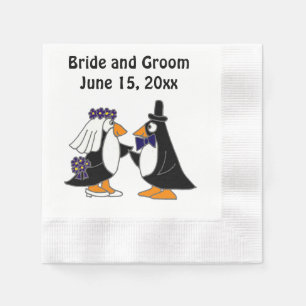 Braut und Groom Pinguin Hochzeitskunst Serviette