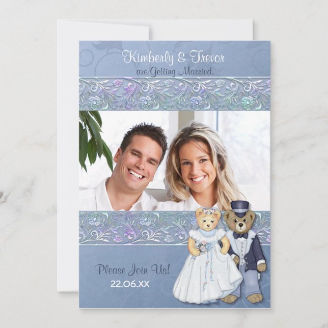 Braut und Groom Teddy Bars Hochzeit Einladung (Vorderseite)