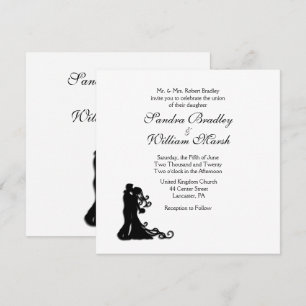 Braut und Groom Traditionelles Weiß Einladung