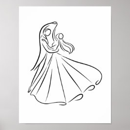 "Braut und Groom Wedding First Dance Line Art Poster