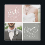 Braut und Groom Wedding Foto Collage Magnet<br><div class="desc">Mit diesem individuell anpassbaren Hochzeitsmagnet erfassen und präsentieren Sie Ihre besonderen Momente. Fügen Sie Ihre Lieblingsfotos von Ihrem Hochzeitstag zu dieser Braut- und Bräutigam-Collage aus zwei Fotos hinzu. Andere Farben sind verfügbar.</div>