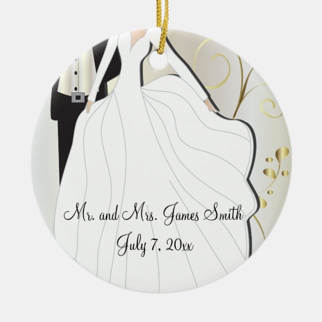 Braut und Groom Wedding Keepake Keramik Ornament (Vorne)