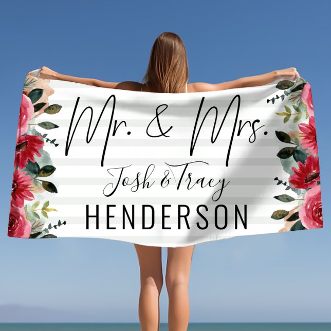 Braut und Groom Wedding Mr. und Mrs. Strandtuch (Bride and Groom Wedding Mr and Mrs Beach Towel)